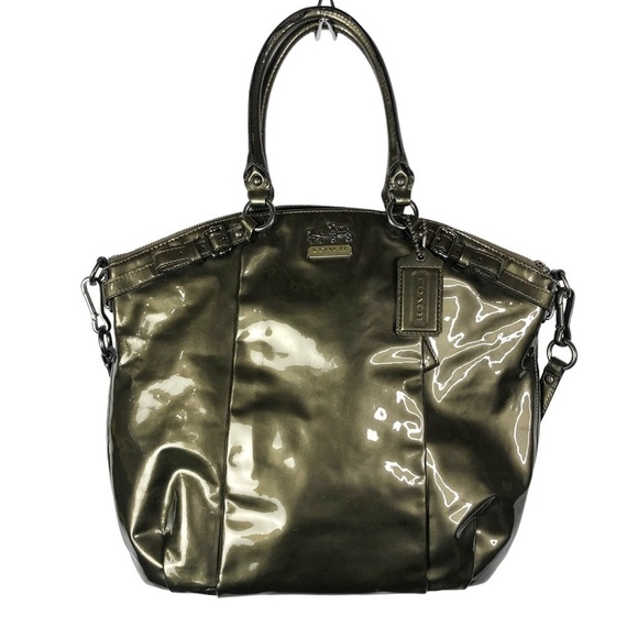 Coach Olive Green Madison Lindsay Large Leather Shoulder Bag - Picture 1 of 10